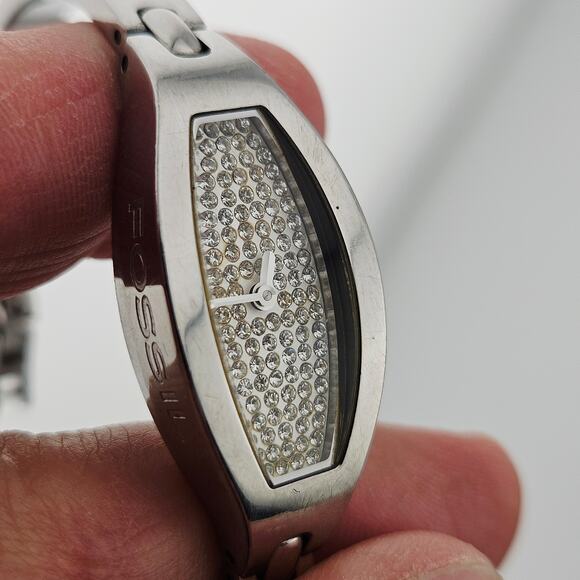 Fossil Womens Silver Tone Crystal Dial Bracelet Watch Elegant Eveningwear ES9338 - Picture 3 of 6